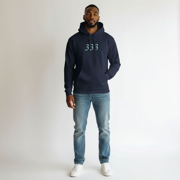 Unbranded Other - Navy Blue “333” Angel Number Hoodie Sweatshirt Size L Cotton Blend Pullover